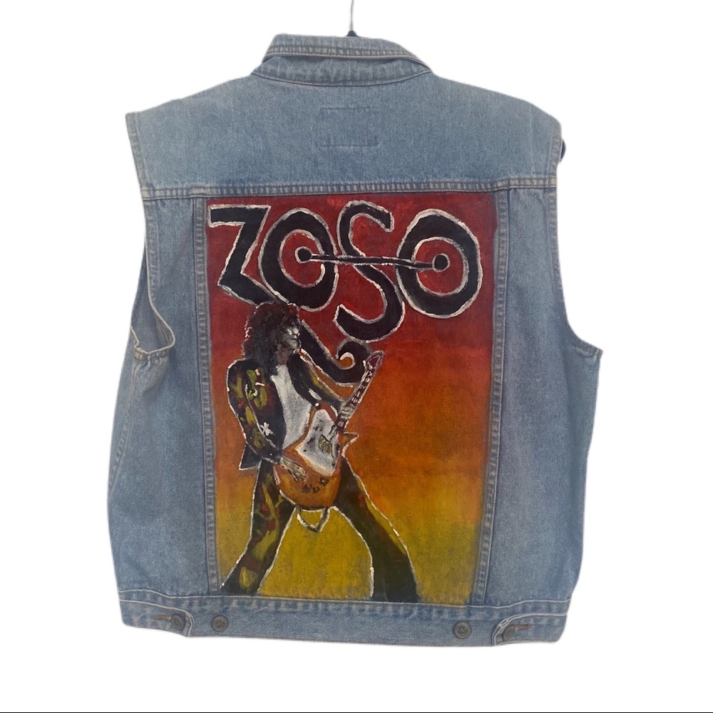 Jimmy Page Zoso Hand Painted Denim Vest